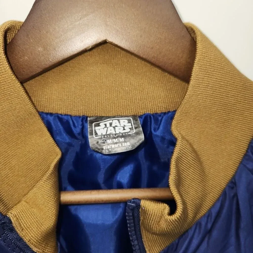 Star Wars Men's Sabacc League Graphic Bomber Jacket Blue/Tan Size Medium